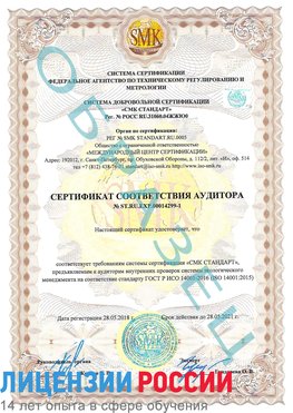 Образец сертификата соответствия аудитора №ST.RU.EXP.00014299-1 Орехово-Зуево Сертификат ISO 14001